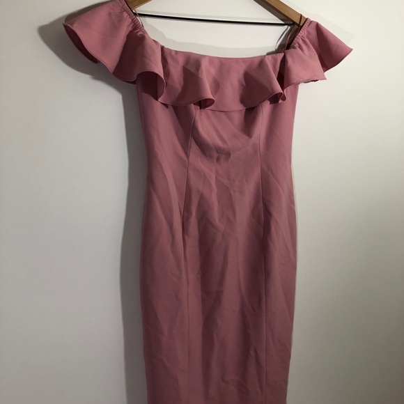 NWT JAYGODFREY Rollins Off shoulder ruffle top midi dress pink rose 2 - Picture 7 of 16